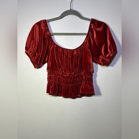 Forever 21 Tops - Forever 21 Velvet Orange Crop Top Peplum Top Size Medium